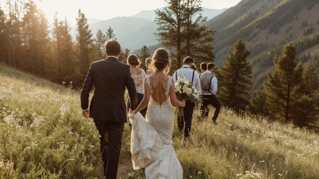 Hochzeit wandert auf den Berg